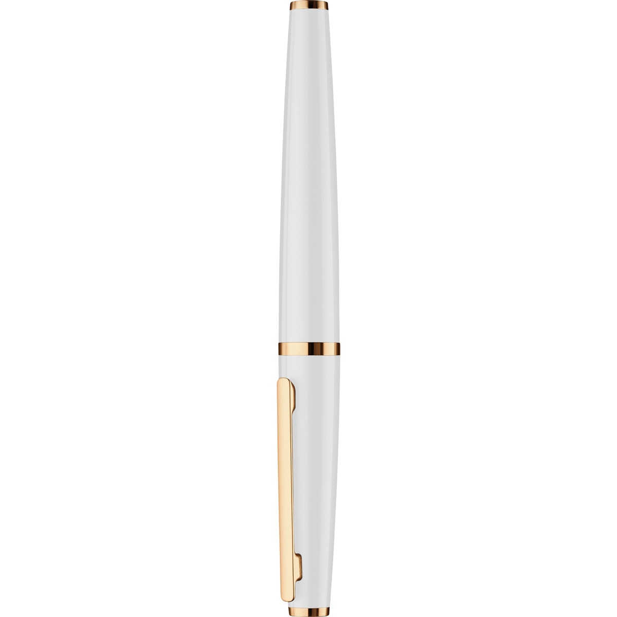 Esferográfica de Aluminio Maciço Lacado Brilhante Detalhes em Oro Rosa Otto Hutt - Branco Branco-2