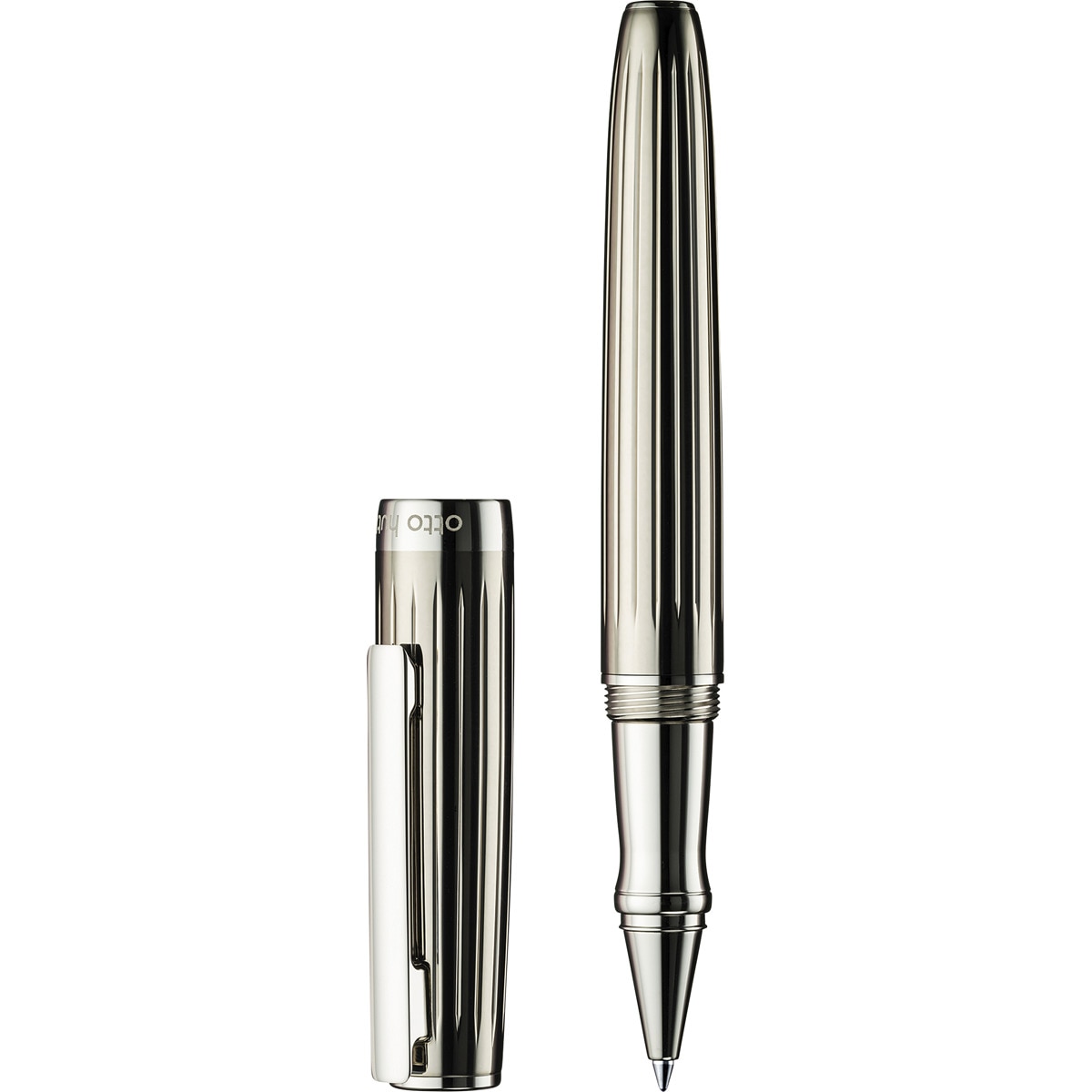 Roller cuerpo de latón lacado a mano con guilloche de lineas finas Otto Hutt negro transparente Negro-2