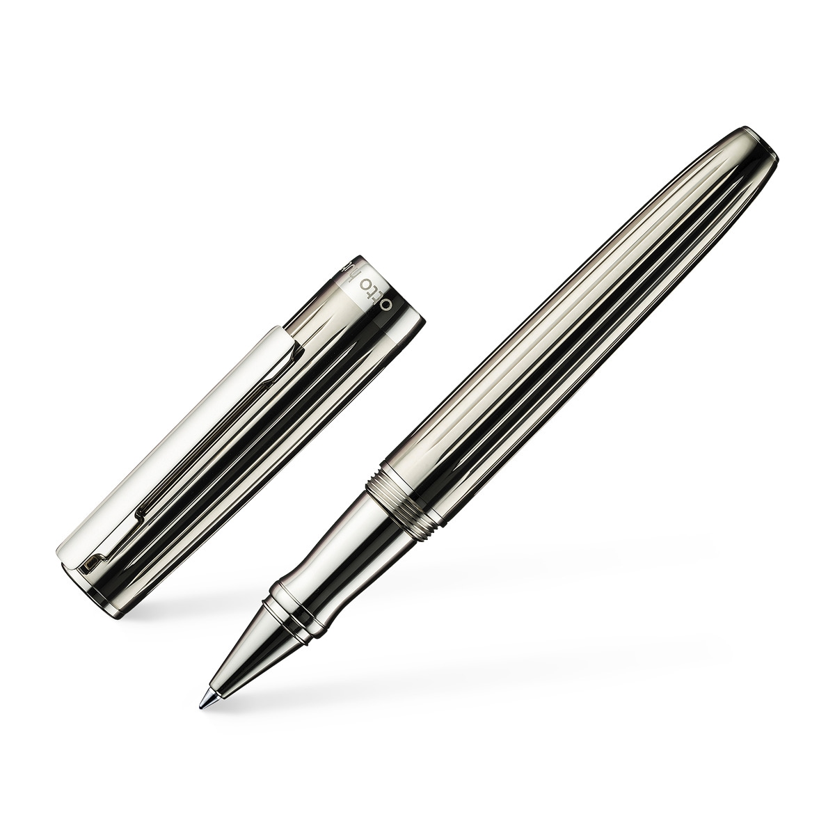 Roller cuerpo de latón lacado a mano con guilloche de lineas finas Otto Hutt negro transparente Negro-1