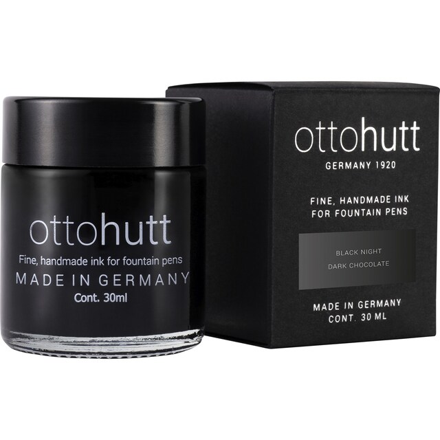 Imagen 0 de Tintero de 30 ml apta para todas las plumas, tinta artesanal Otto Hutt color negro noche