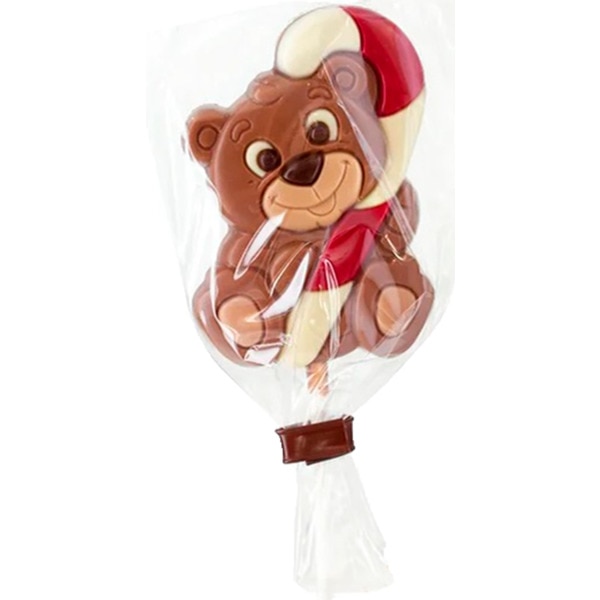 Chupa de Chocolate Urso com Bengala embalagem 25 g