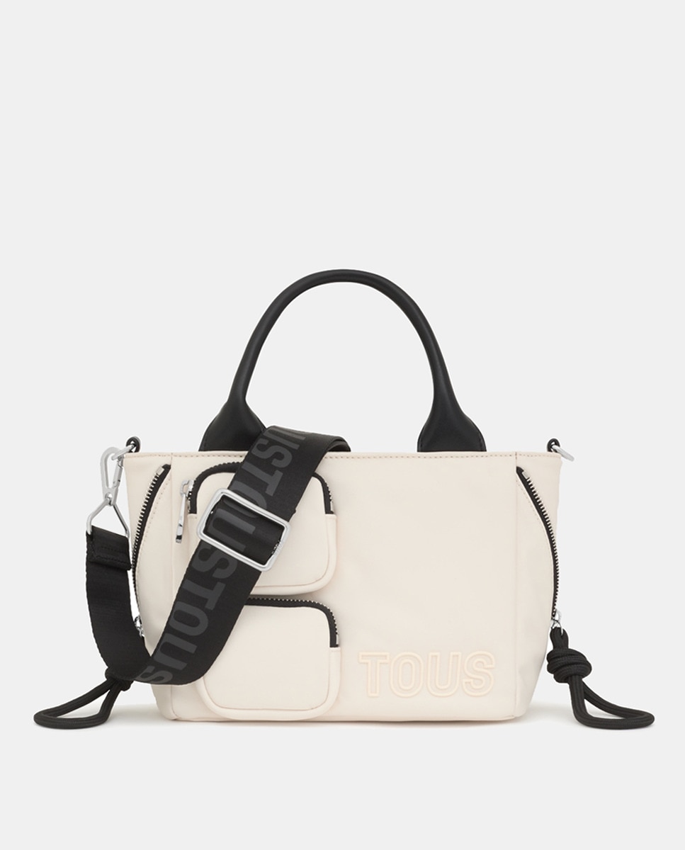 Mala Shopper S Roomy com Fecho de Correr Bege-1