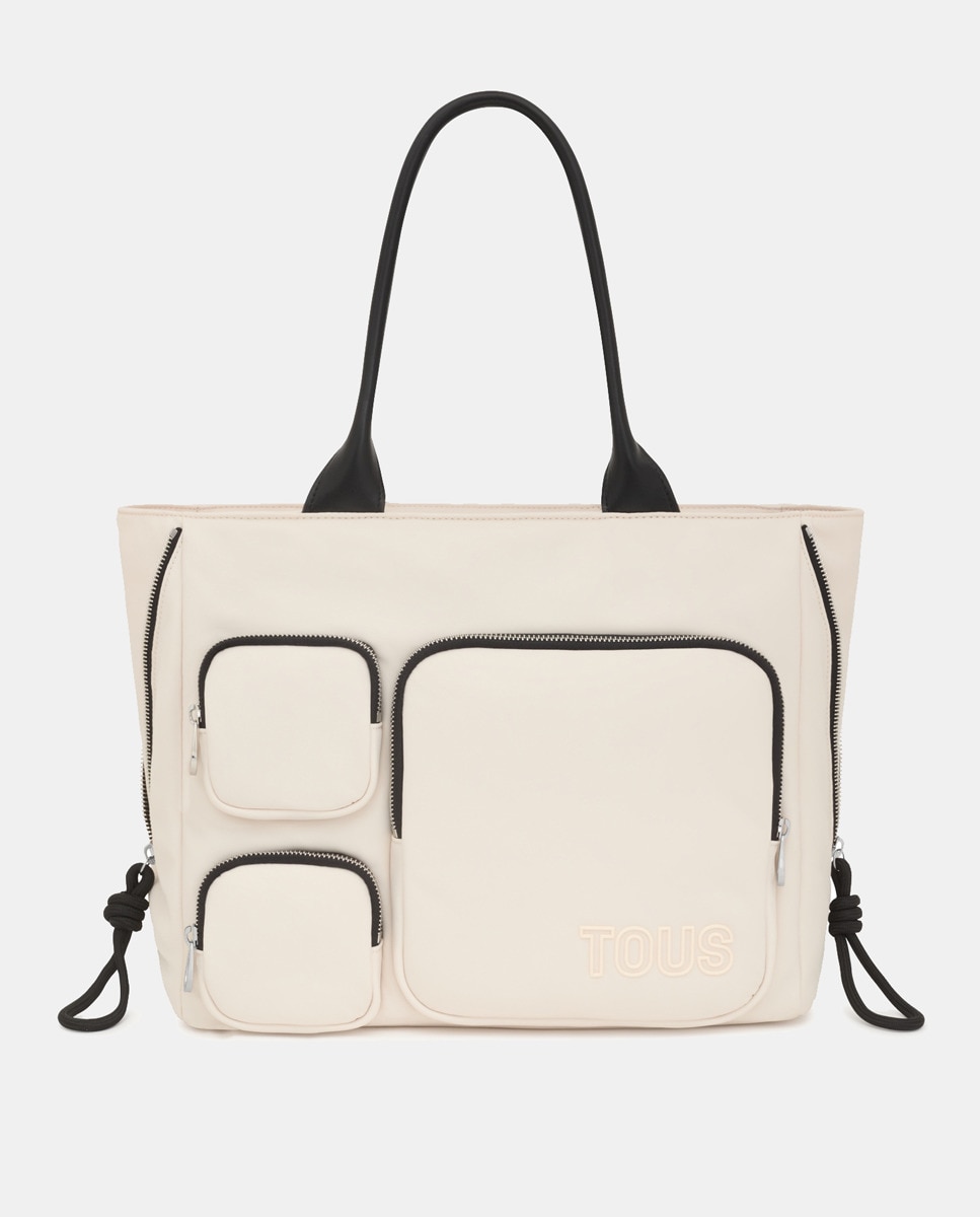 Mala Shopper L Roomy com Fecho de Correr Bege-1