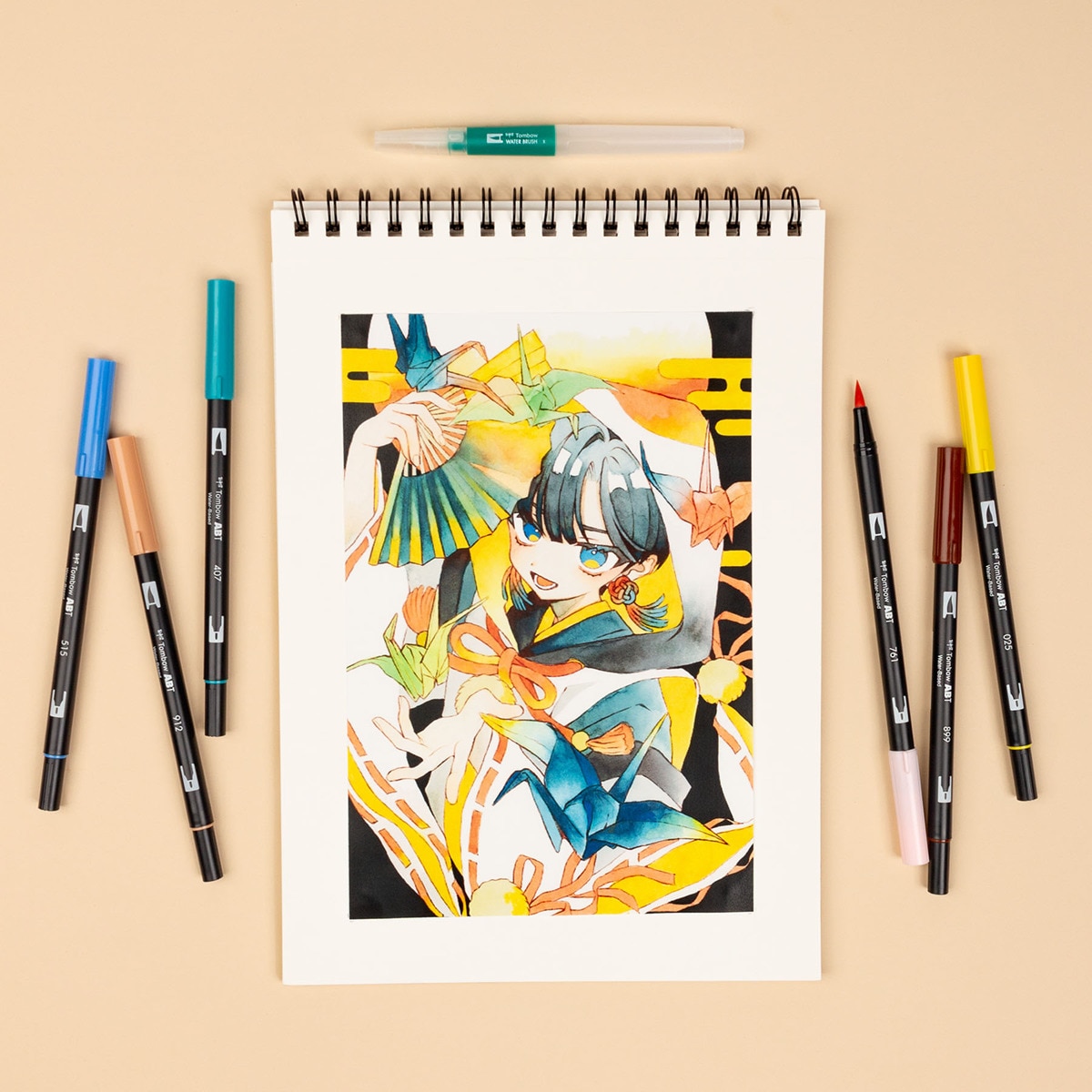 Conjunto Manga Kacho Fugetsu passaro Tombow multicorido 3