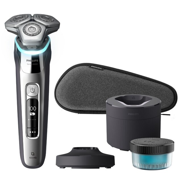 Imagem 0 de Máquina de Barbear Philips Series 9000 S9975/55 Rotativa com Sensor de Pressão Luminoso, Base de Limpeza, Aparador de Patilhas e Autonomia de 60 min