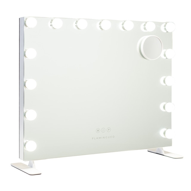Imagem 0 de Espelho Flamingueo base elevada com luzes LED estilo Hollywood 14 lâmpadas e 3 modos de iluminação