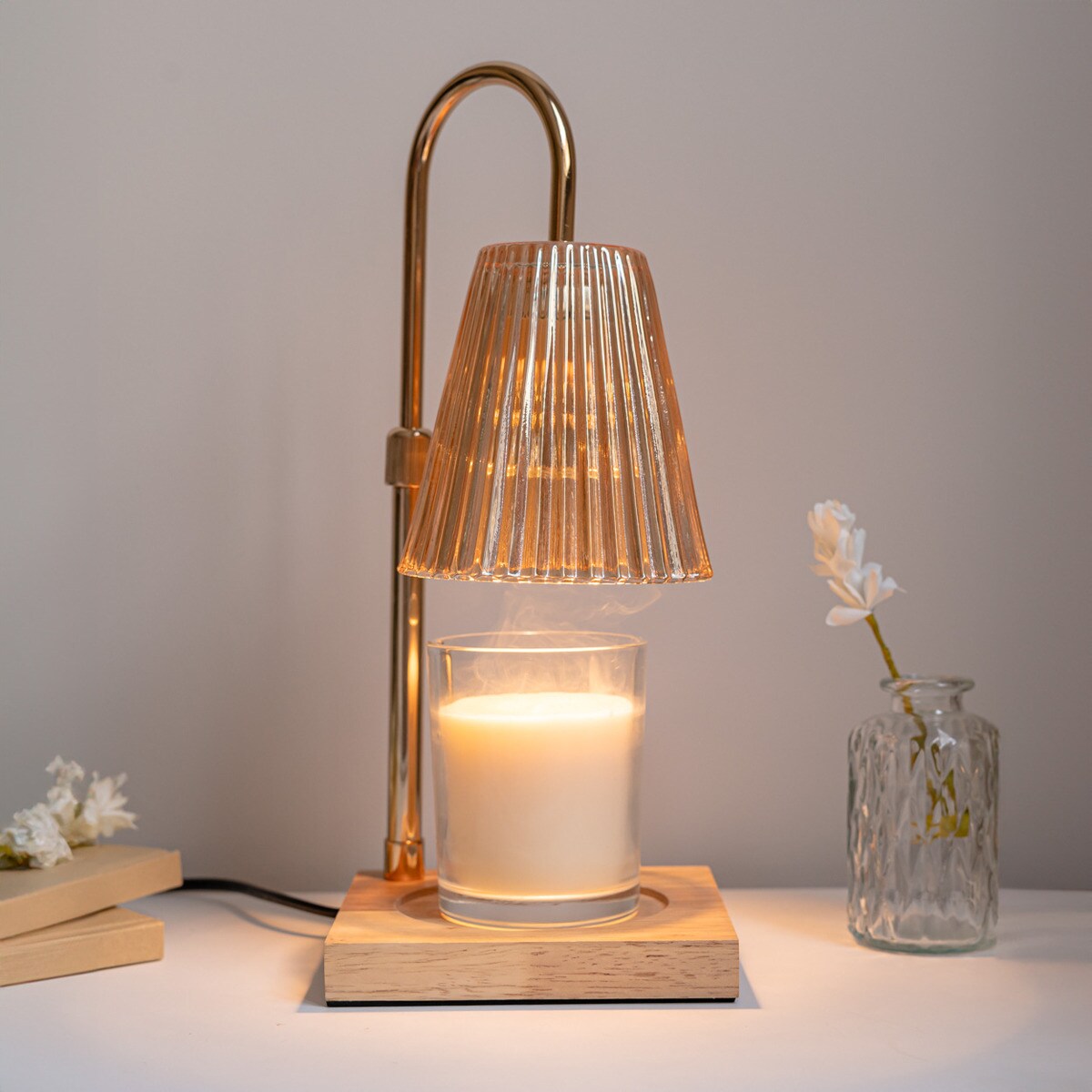 Candeeiro Flamingueo aquecedor de velas com sombra de vidro (vela não incluída) 7