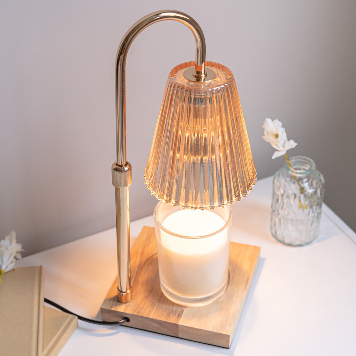 Candeeiro Flamingueo aquecedor de velas com sombra de vidro (vela não incluída) 4