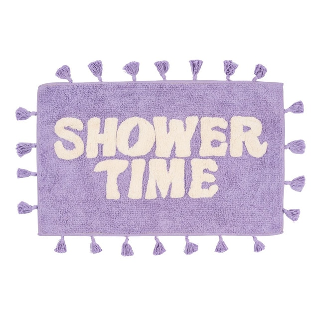 Imagen 0 de Alfombra de baño Flamingueo rectangular morada "Shower Time"
