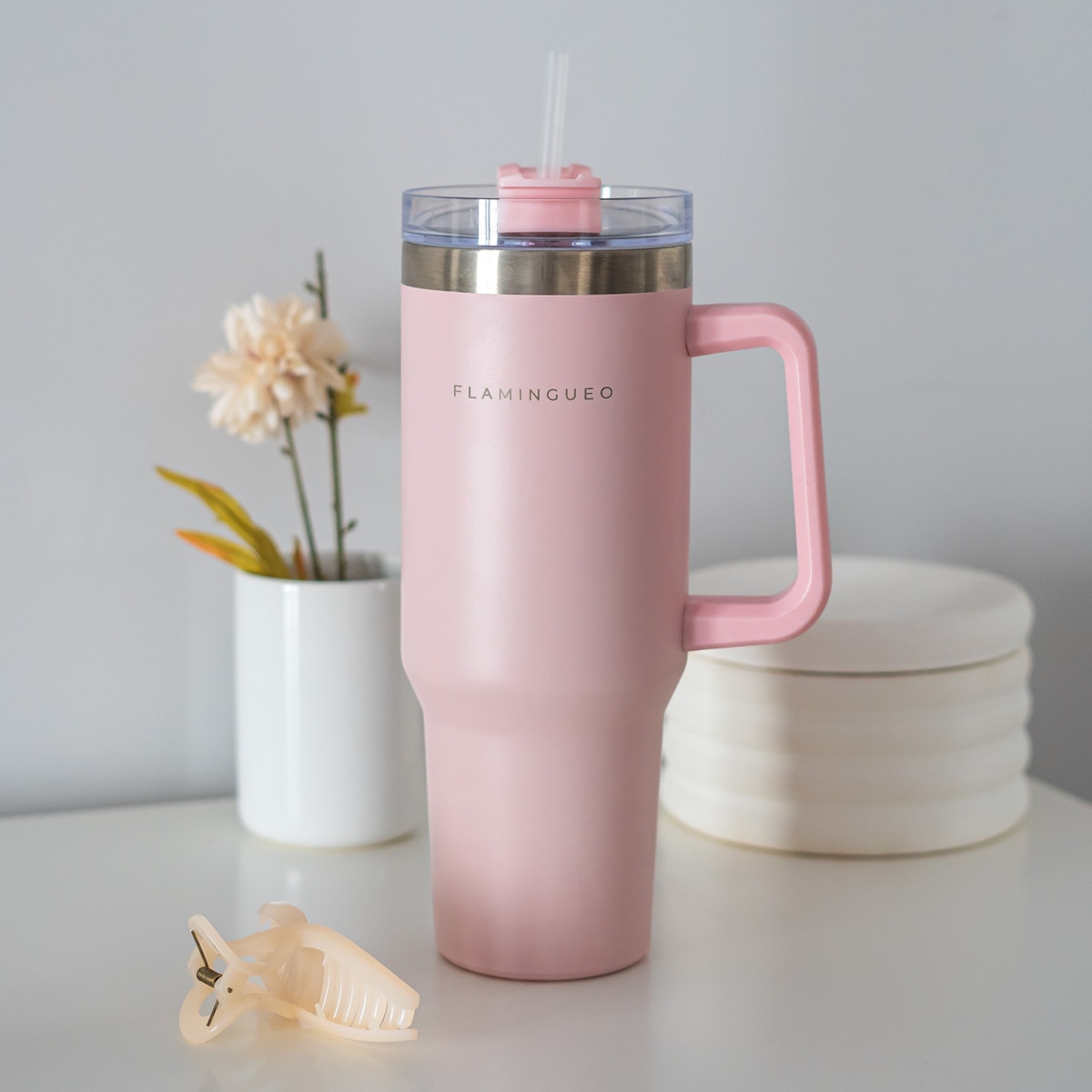 Termo de acero inoxidable Flamingueo color rosa 3