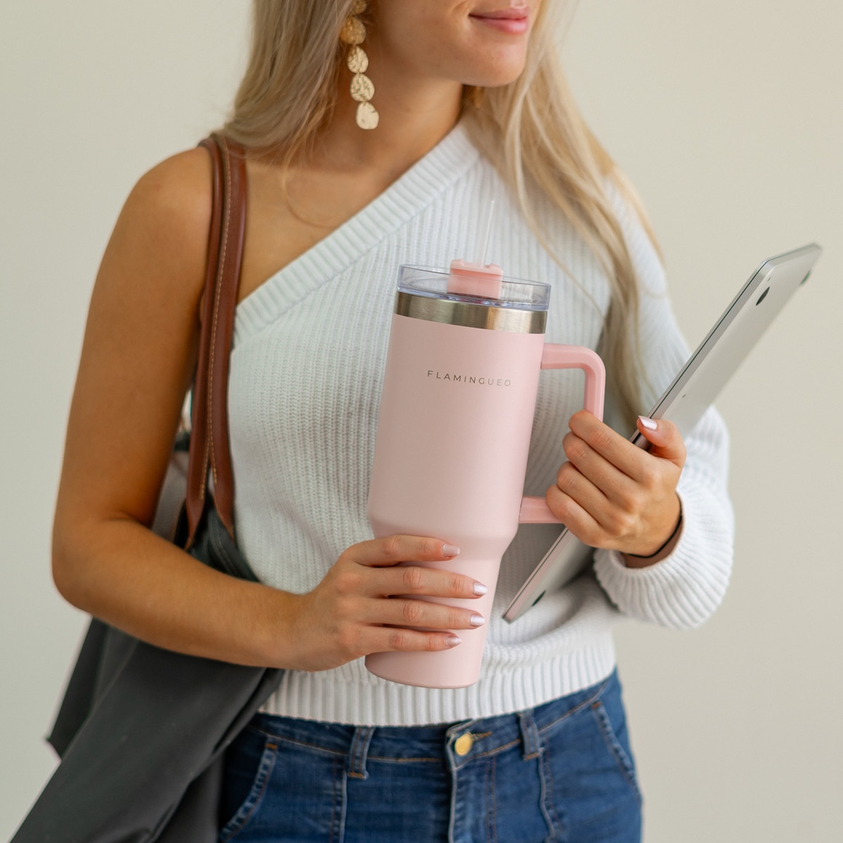Termo de acero inoxidable Flamingueo color rosa 2
