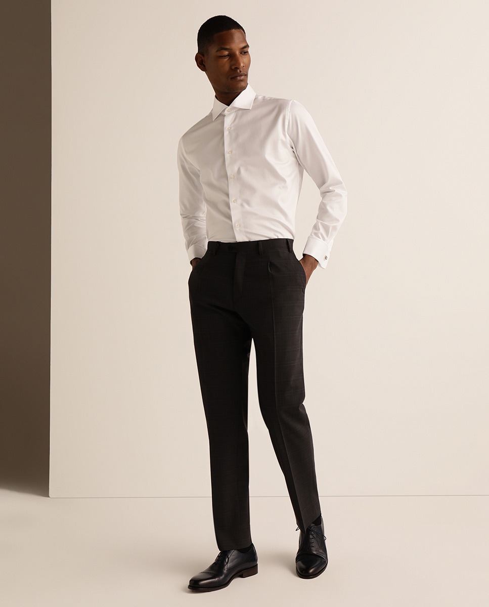 Camisa Semi-Cintada com Punho Duplo Branco-4