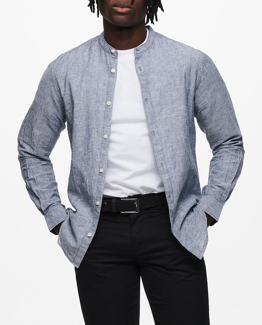 Imagen 0 de Camisa lino de hombre manga larga regular fit