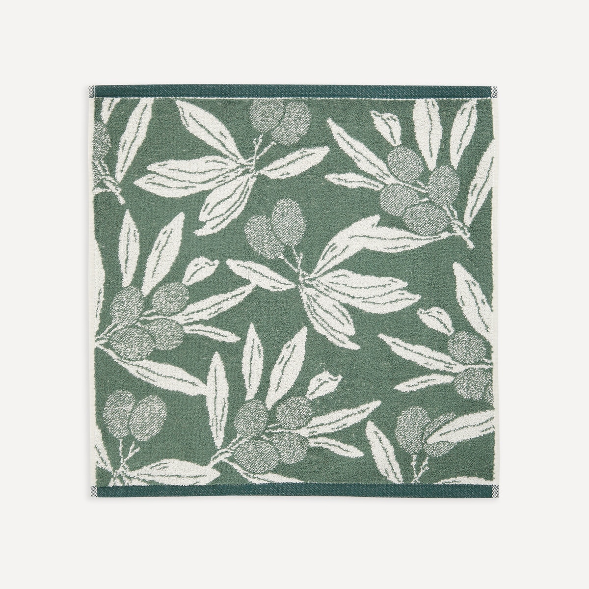 Conjunto de 2 Panos de Tecido Turco e Sarja de Algodão Azeitonas Verde-3