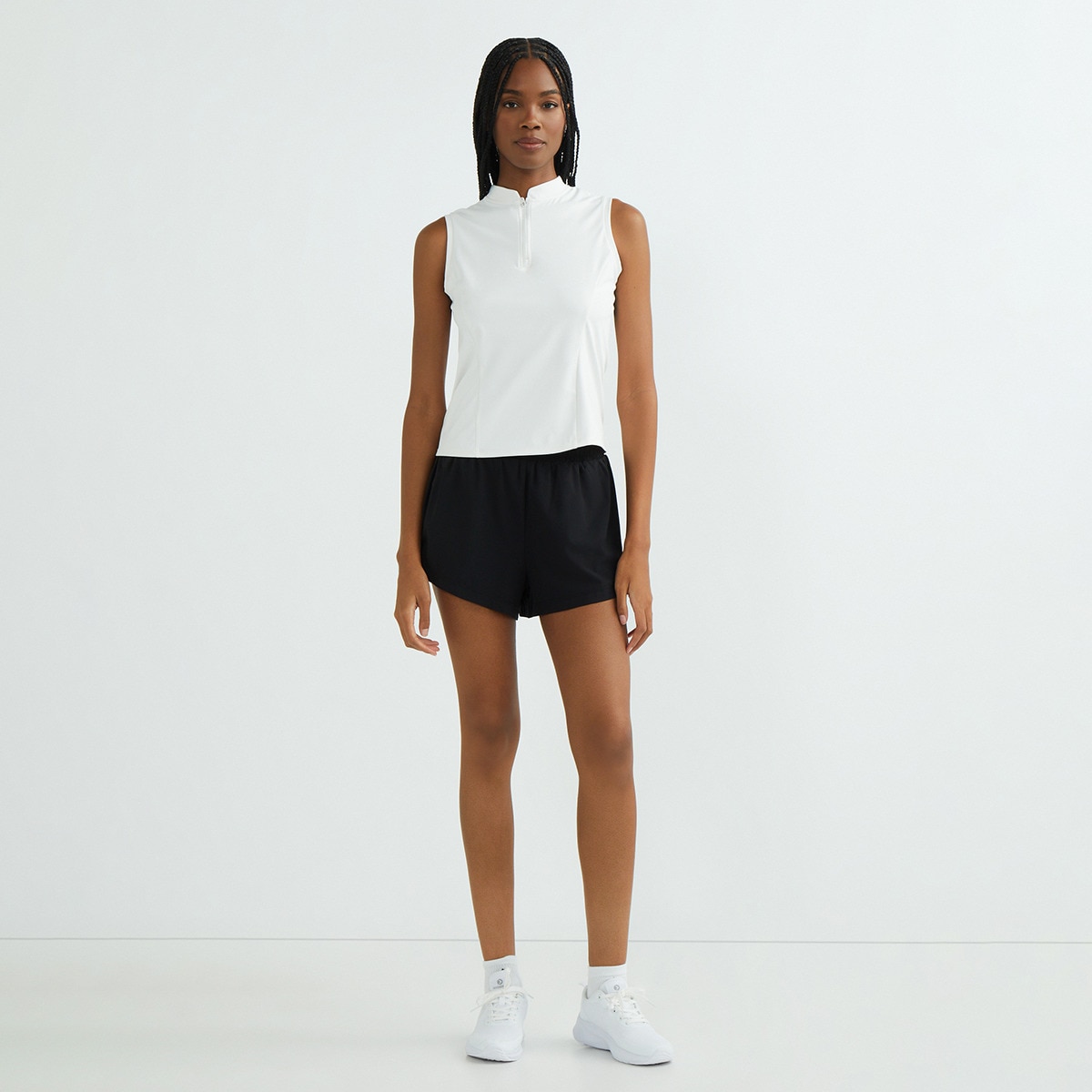 Pantalón corto con malla interior de mujer Negro-1