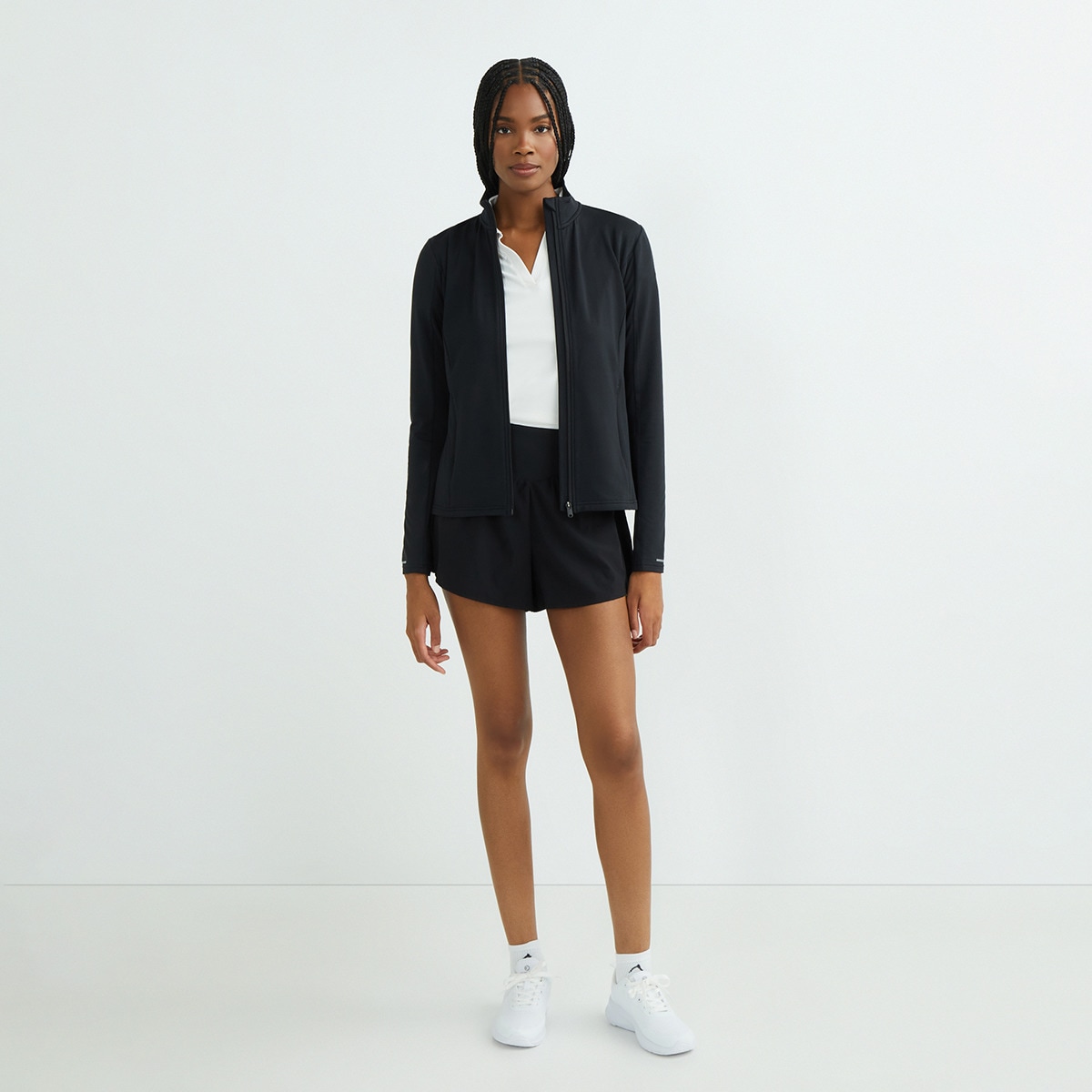 Sudadera técnica con cremallera de mujer Negro-2