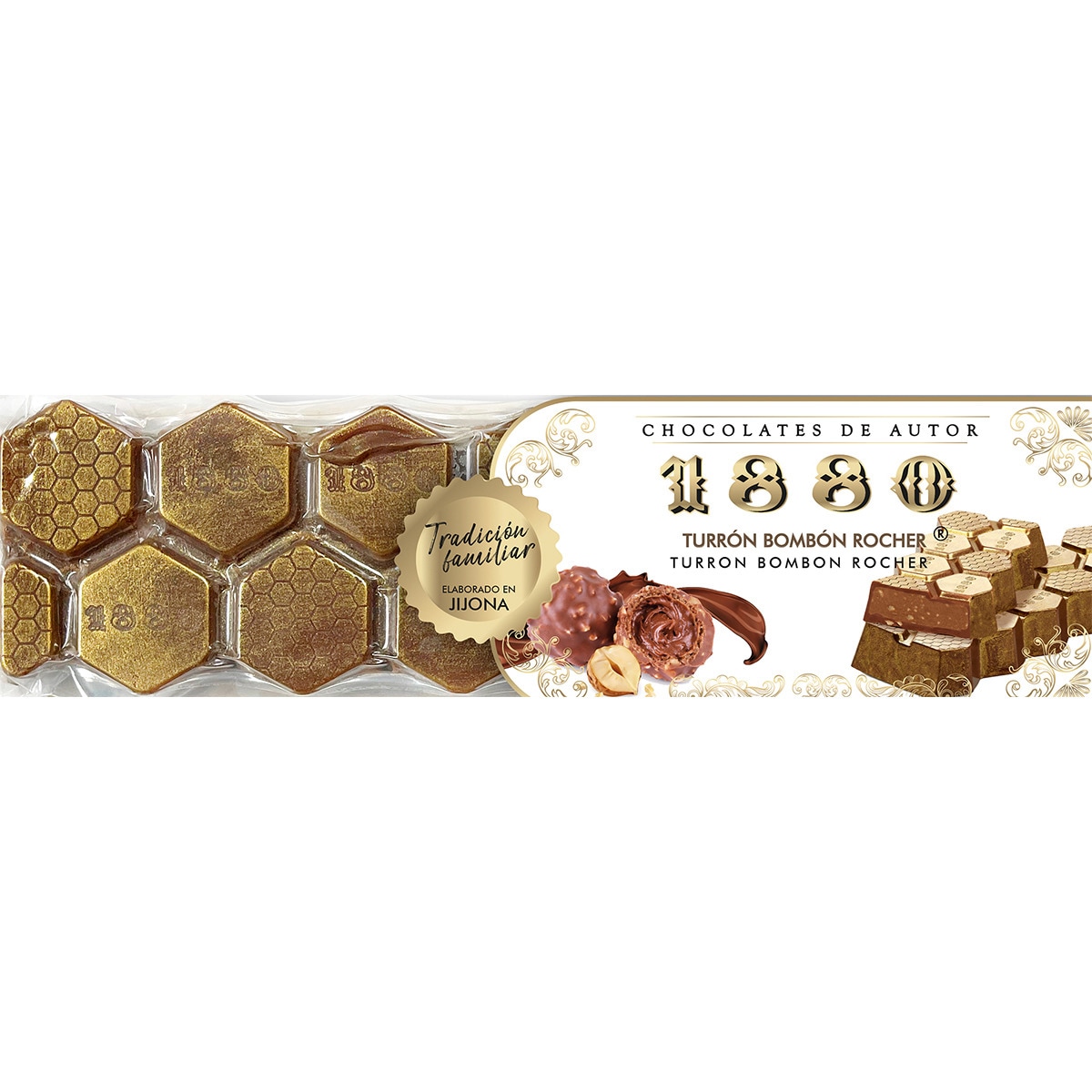 turrón de chocolate con leche bombon Rocher Calidad Suprema tableta 200 g
