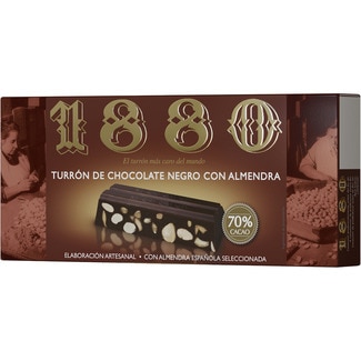 turrón de chocolate negro con almendras  70% cacao Cañidad Suprema tableta 200 g - 1880