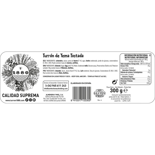 Supreme Quality toasted yolk nougat tablet 300 g