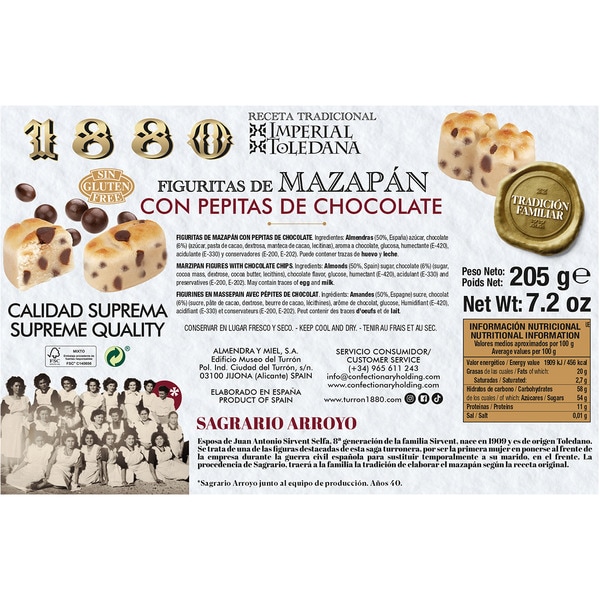 Marzipanfiguren mit Schokoladentropfen Rezept Imperial Toledana Karton 205 g