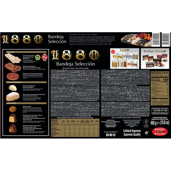 tray selection of nougat portions and Christmas sweets case 450 g