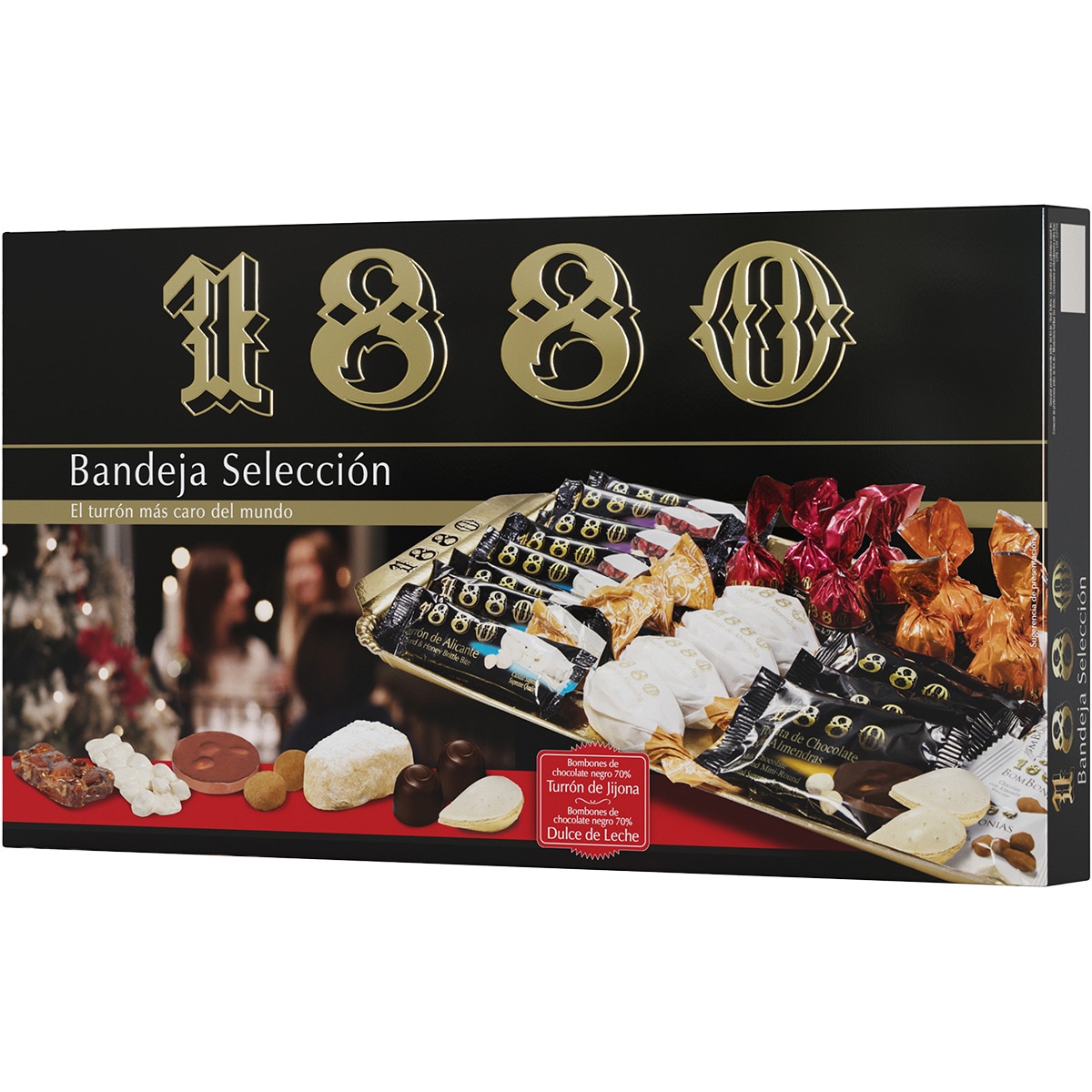 bandeja selección de porciones de turrón y dulces navideños estuche 450 g