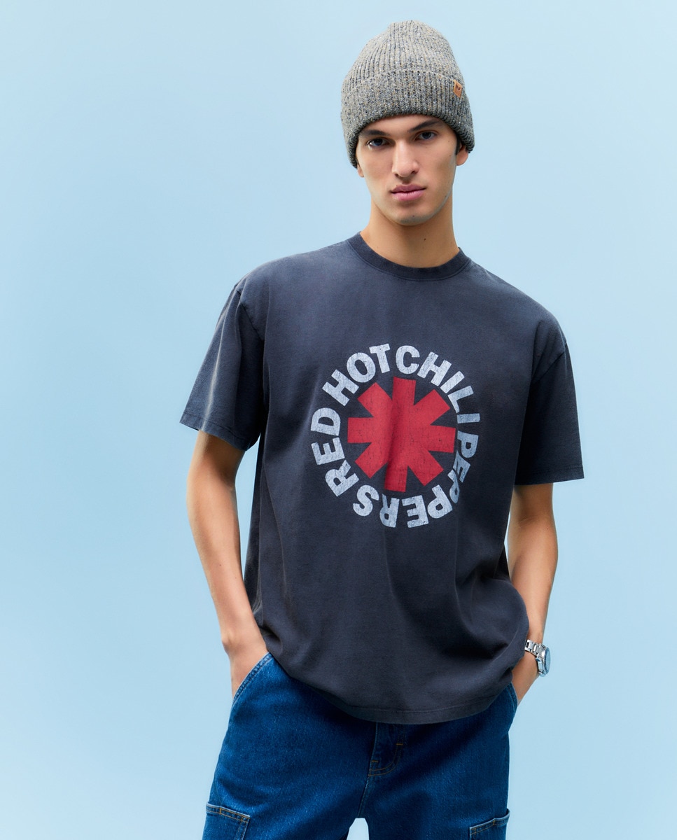 T-shirt de Manga Curta Licença Red Hot Preto-2