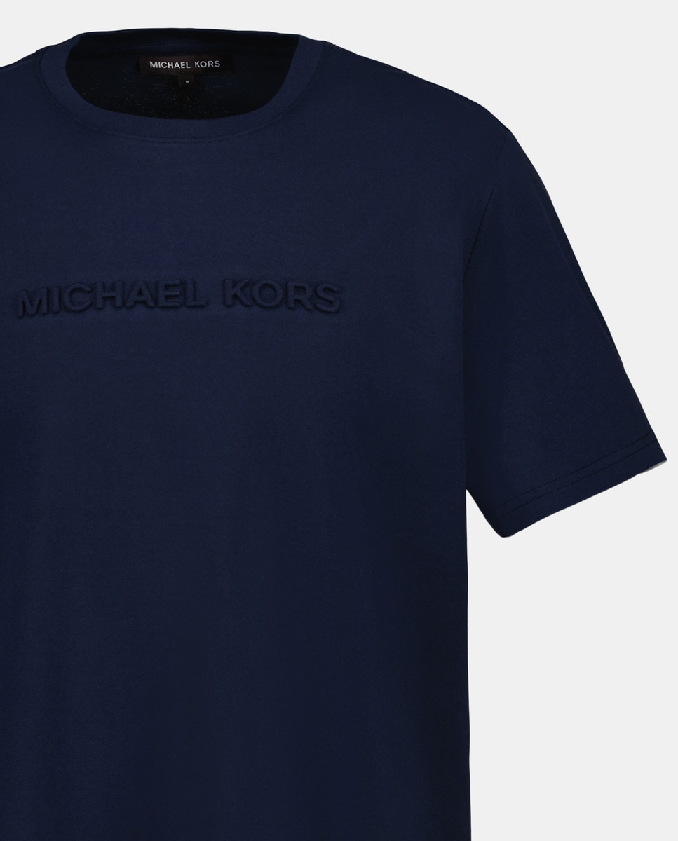 T-shirt de Manga Curta de Algodão com Logótipo a Condizer Azul-marinho-5