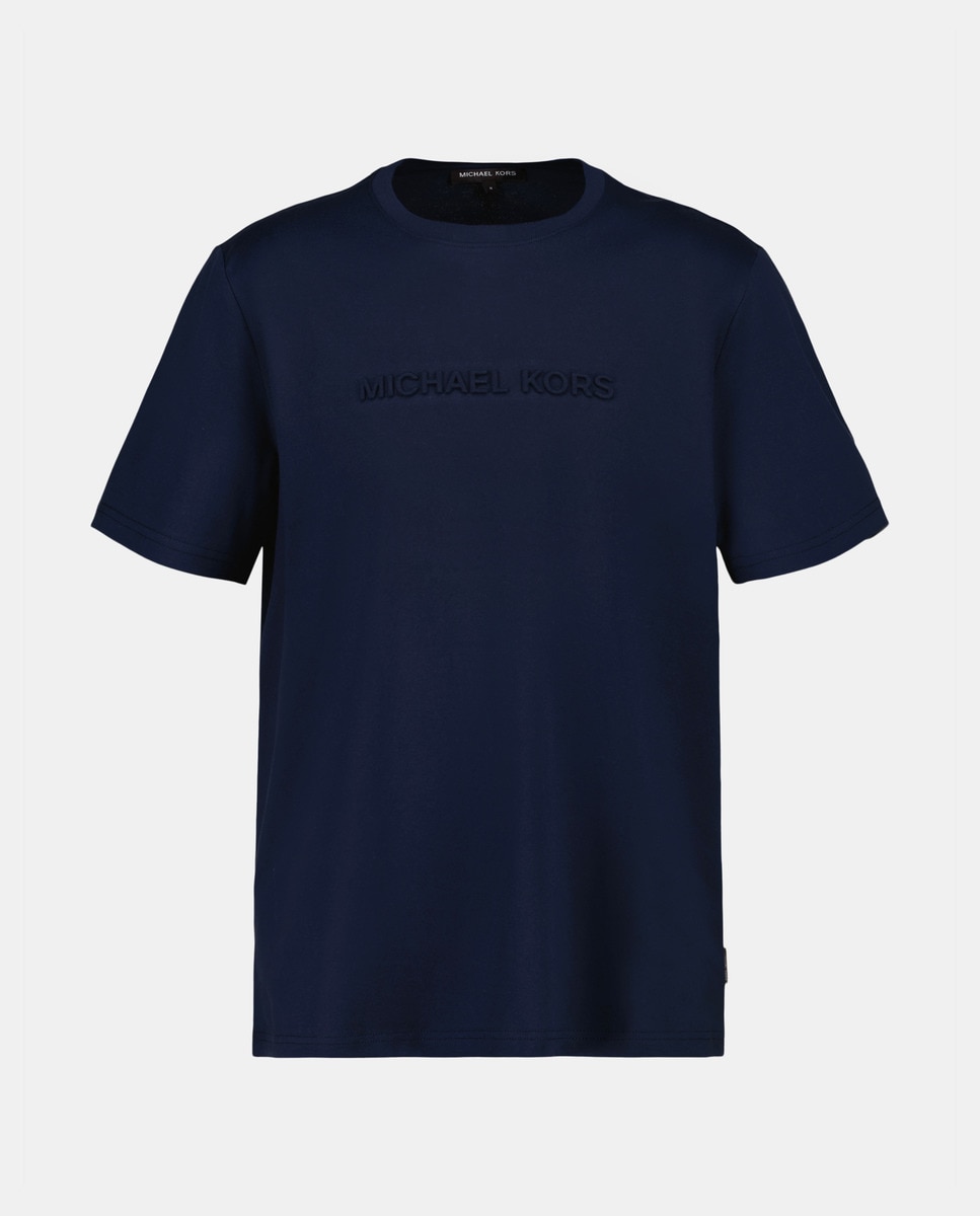 T-shirt de Manga Curta de Algodão com Logótipo a Condizer Azul-marinho-4