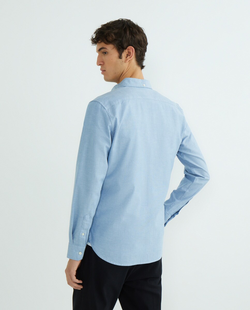 Camisa Oxford Elástica Azul-claro-3