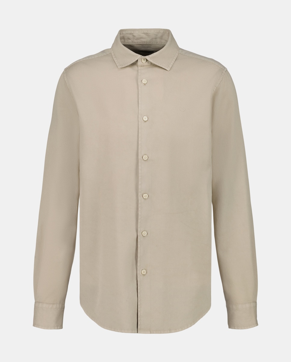 Camisa de Manga Comprida Garment Dyed Pedra-4