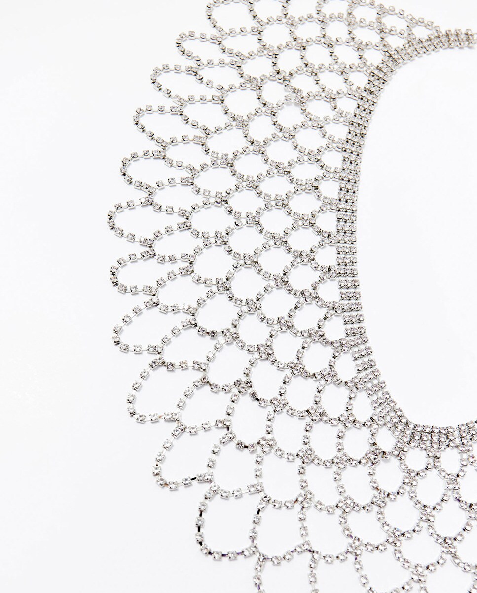 Gola de Rede com Brilhos Prata-4