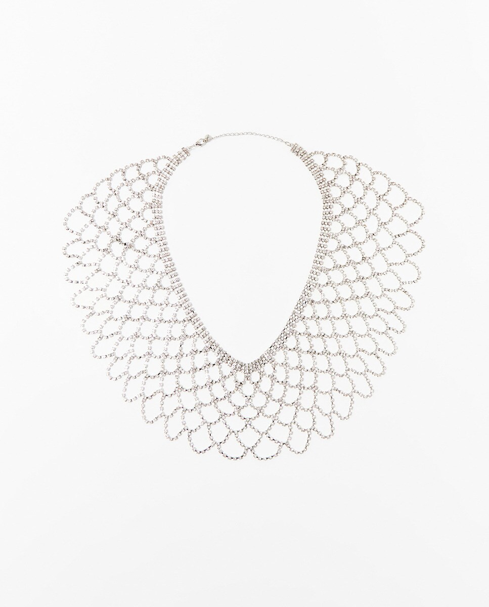 Gola de Rede com Brilhos Prata-3