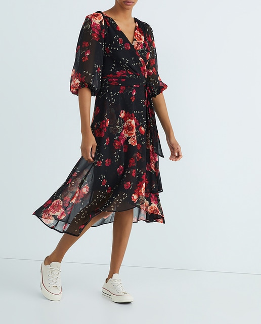 Imagen 0 de Vestido de manga francesa y cuello en pico