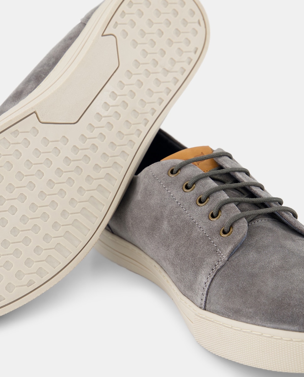 Sapatilhas em Pele Cinzento-5