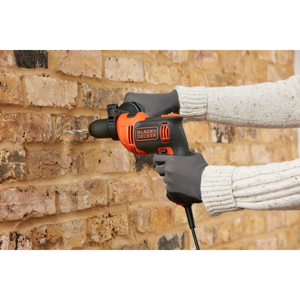 Taladro Percutor Eléctrico con cable a red 550W Naranja / Negro-2