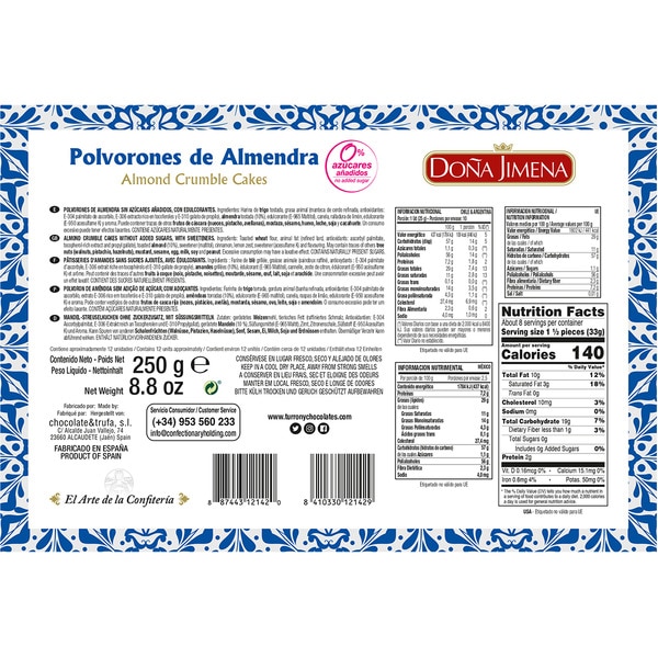 almond crumble cakes with no added sugar. case 250 g