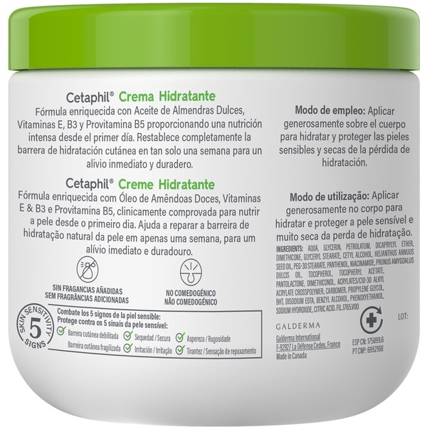 Feuchtigkeitsspendende Körpercreme für empfindliche und trockene Haut Schale 453 g