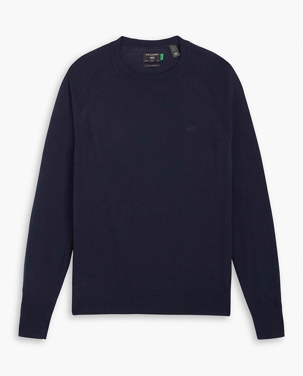 Camisola de Malha com Decote Redondo Azul-marinho-3