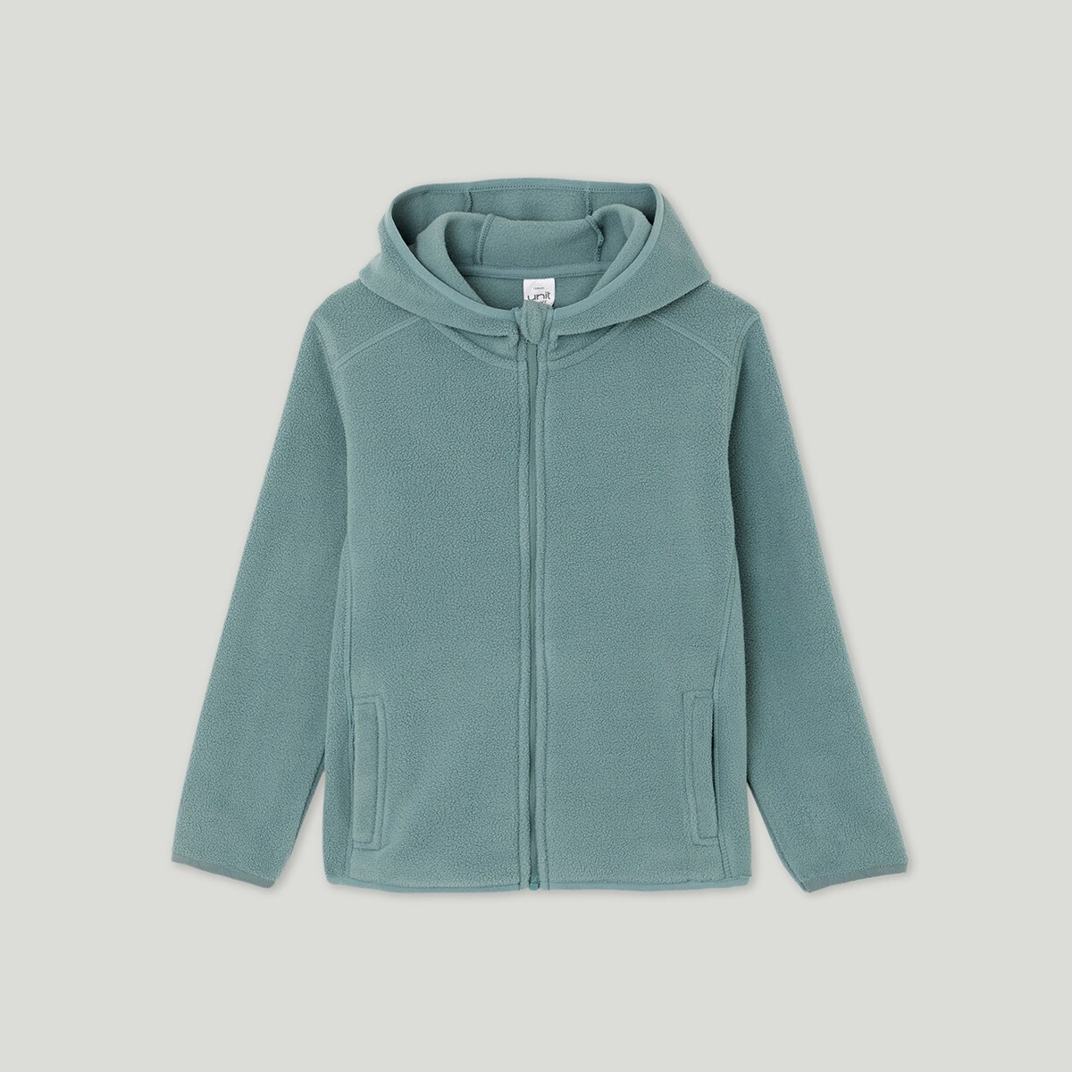 Forro polar con cremallera entera y capucha infantil Verde-1