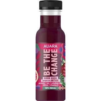 Be The Change zumo Antiox con granada, uva, arándano rojo, hibisco y vitamina E botella 33 cl - Auara