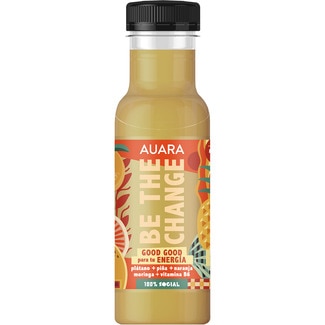 Be The Change zumo Energía con plátano, piña, naranja, moringa y vitamina B6 botella 33 cl - Auara