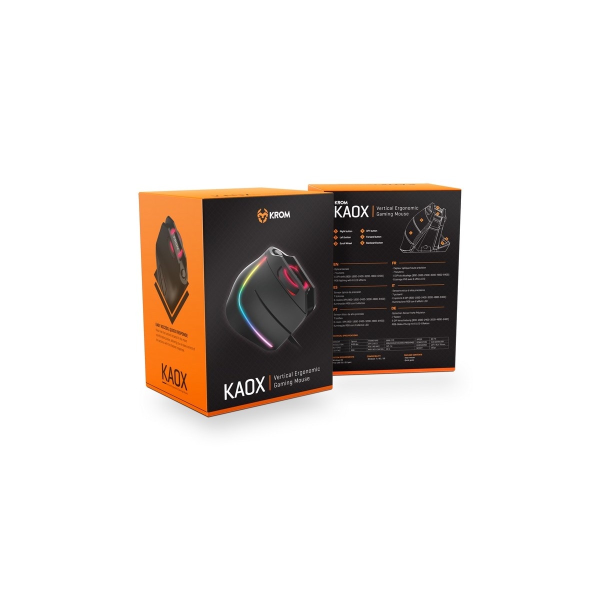 Rato Vertical Ergonómico Gaming Krom Kaox RGB - Preto 7