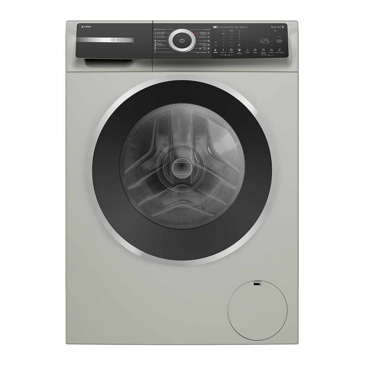 Máquina de Lavar Roupa Bosch Serie 6 WGH244AXES i-DOS, Carga Frontal de 9 Kg e 1400 rpm - Silver Inox Silver/Inox-1