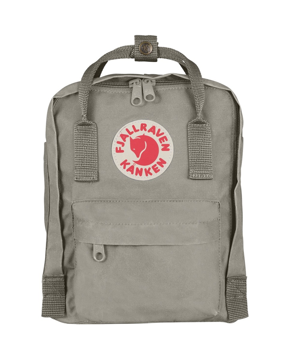 Mochila unissexo Kånken Mini de vinil com remendo à frente Cinzento-claro-1