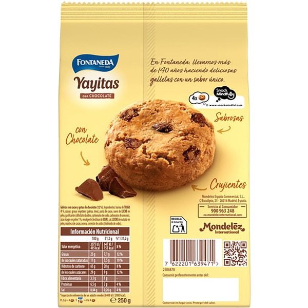 galletas de desayuno con chispas de chocolate bolsa 250 g