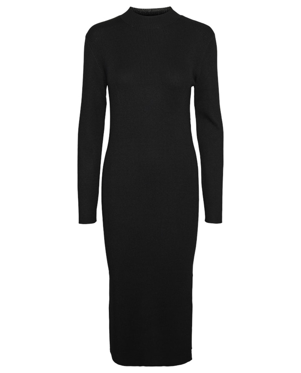 Vestido midi de malha Preto-5