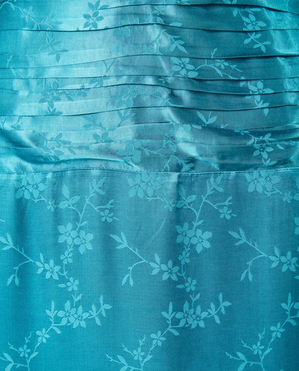 Vestido Drapeado com Gola Subida e Jacquard Azul-escuro-5