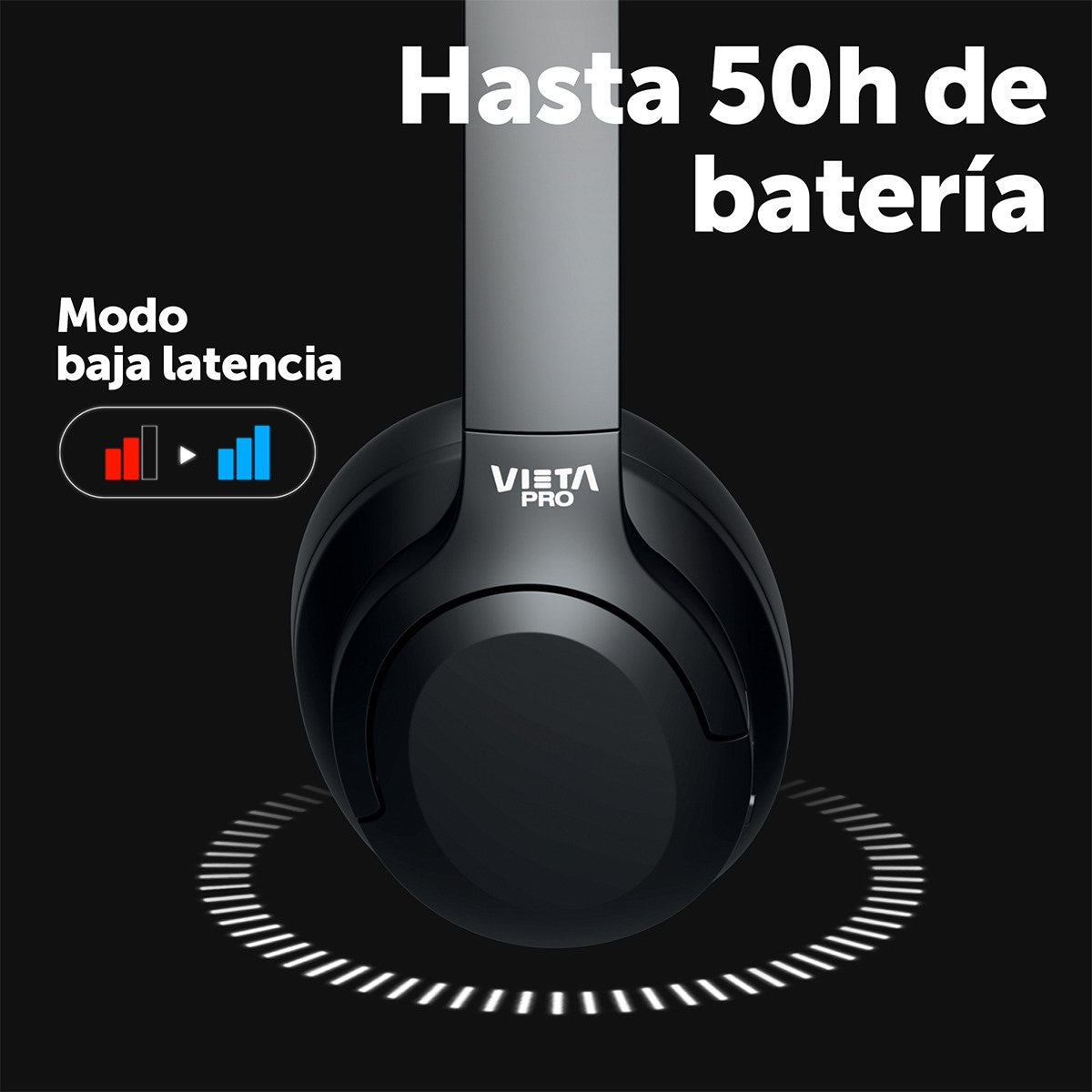 Auriculares de diadema Vieta Pro Flow negro Bluetooth 5.4 Negro-3