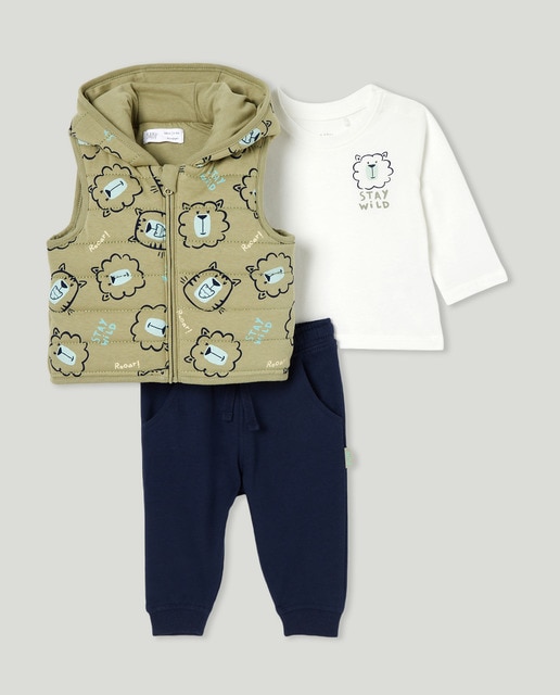 Imagen 0 de Conjunto 3 piezas largo chaleco felinos